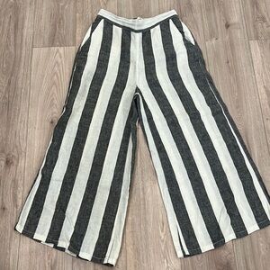 WIDE LEG STRIPED LINEN PANTS
